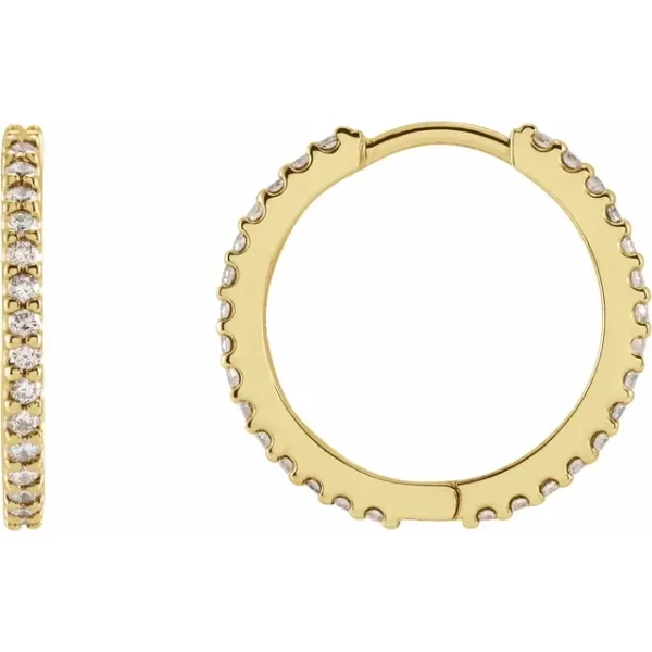 Yellow Gold 18 mm Diamond Huggie Hoop Earrings