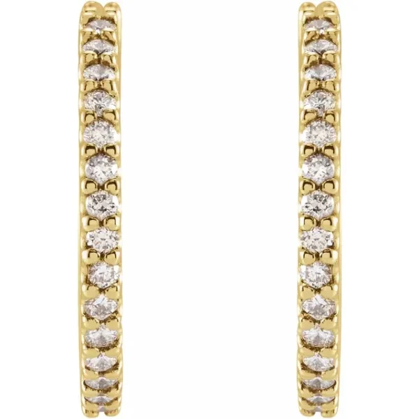 Yellow Gold 18 mm Diamond Huggie Hoop Earrings - Image 2