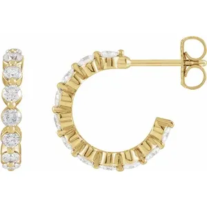 Yellow Gold 14.54 mm Diamond Huggie Earrings