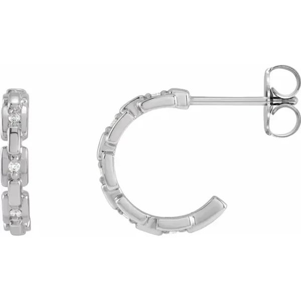 White Gold Diamond Chain Link 12.5 mm Huggies
