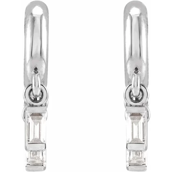 White Gold Diamond Fringe Hoop Earrings - Image 2