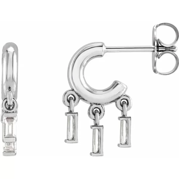 Sterling Silver Diamond Fringe Hoop Earrings
