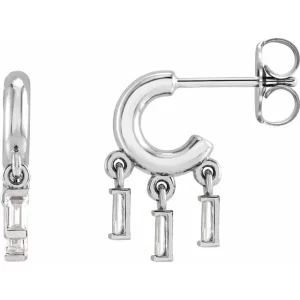 White Gold Diamond Fringe Hoop Earrings