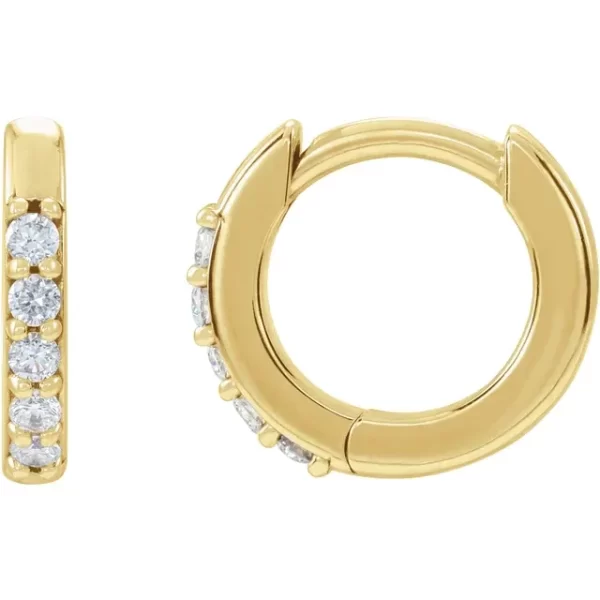 Yellow Gold Diamond 10 mm Huggie Earrings