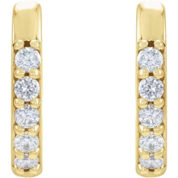 Yellow Gold Diamond 10 mm Huggie Earrings - Image 2