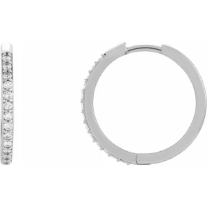 Sterling Silver Diamond Hinged 18 mm Hoop Earrings