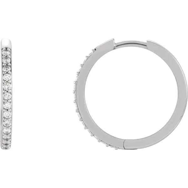 Sterling Silver Diamond Hinged 18 mm Hoop Earrings