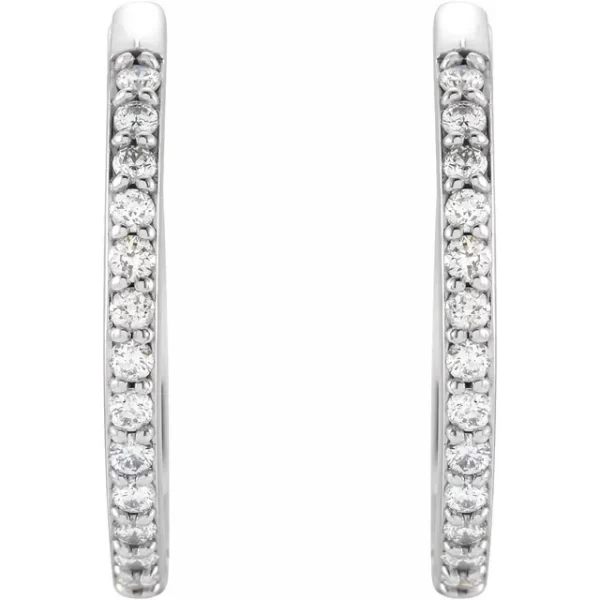 Sterling Silver Diamond Hinged 18 mm Hoop Earrings - Image 2
