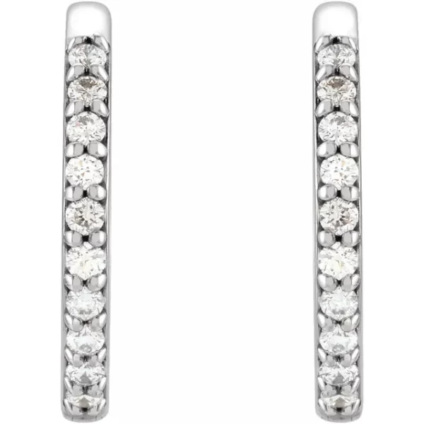 White Gold Diamond 15 mm Huggie Earrings - Image 2