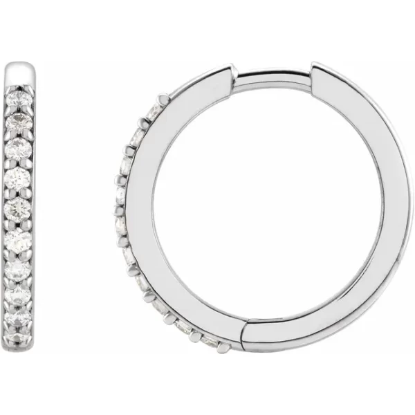 White Gold Diamond 15 mm Huggie Earrings