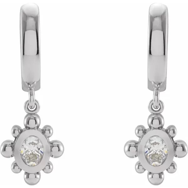 Sterling Silver Diamond Beaded Hoop Earrings - Image 2