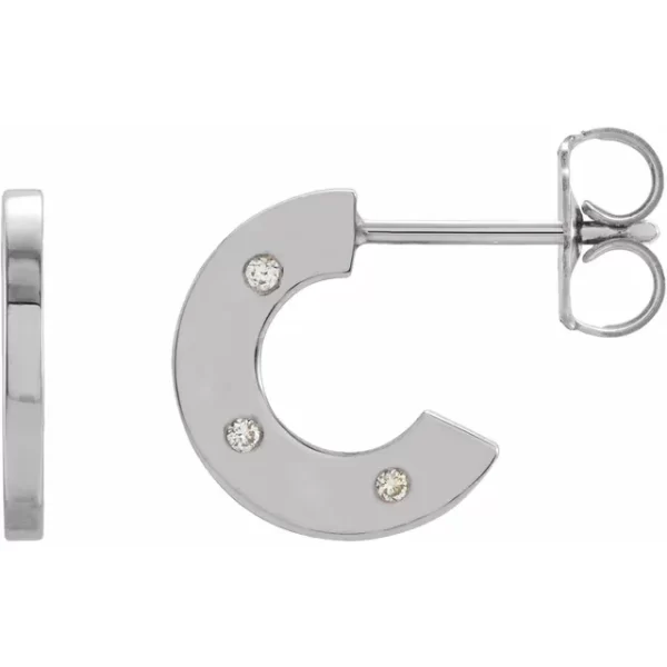 Sterling Silver Diamond Flat Hoop Earrings