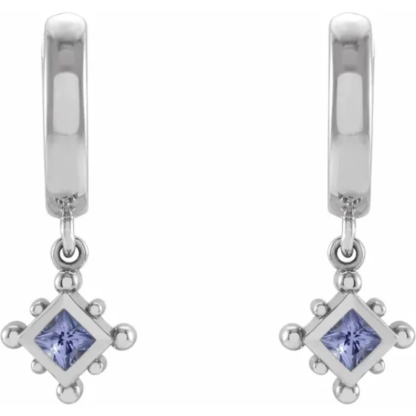 Sterling Silver Tanzanite Beaded Hoop Earrings - Image 2