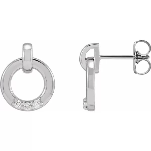 Sterling Silver Diamond Circle Earrings