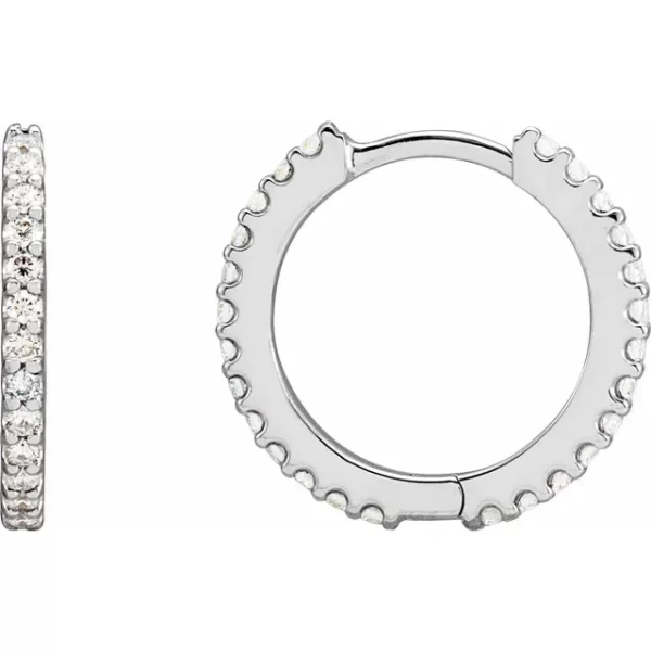 Sterling Silver 16 mm Diamond Huggie Hoop Earrings