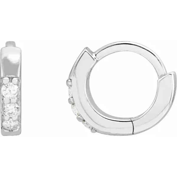 Sterling Silver Diamond 8 mm Huggie Earrings