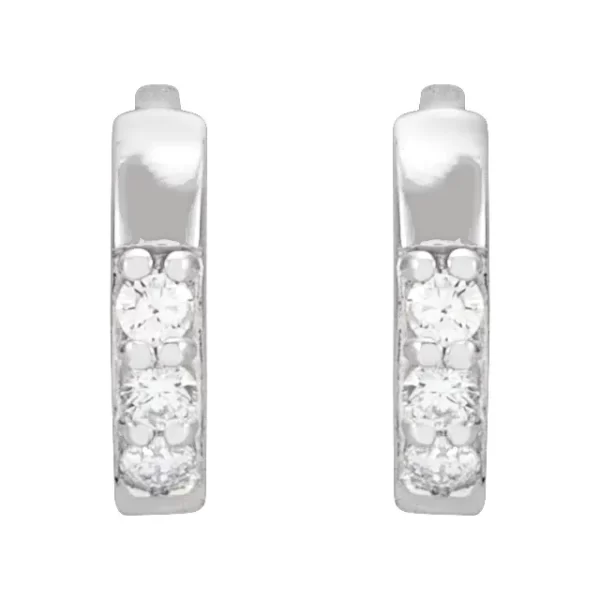 Sterling Silver Diamond 8 mm Huggie Earrings - Image 2