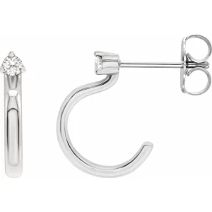 Sterling Silver Diamond Hoop Earring