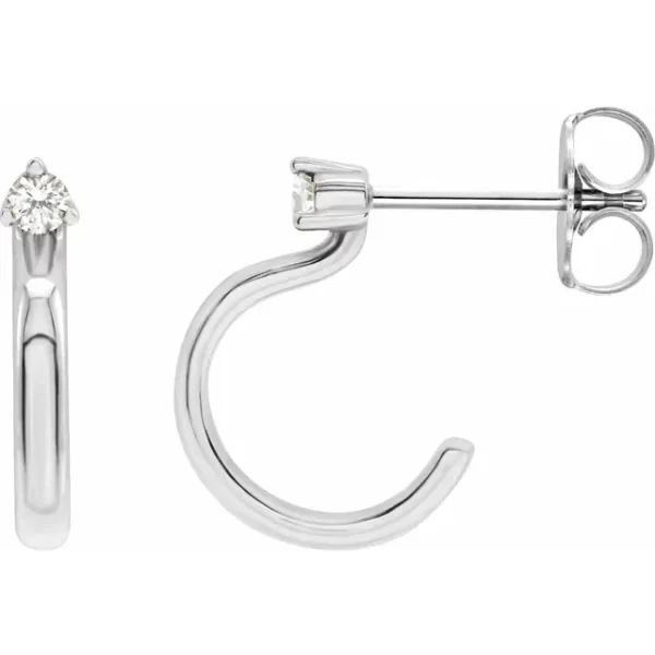 Sterling Silver Diamond Hoop Earring