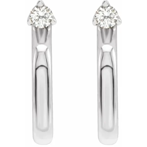 Sterling Silver Diamond Hoop Earring - Image 2