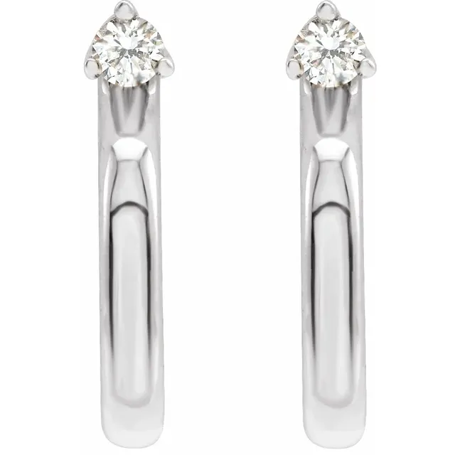 White Gold Diamond Hoop Earring - Image 2