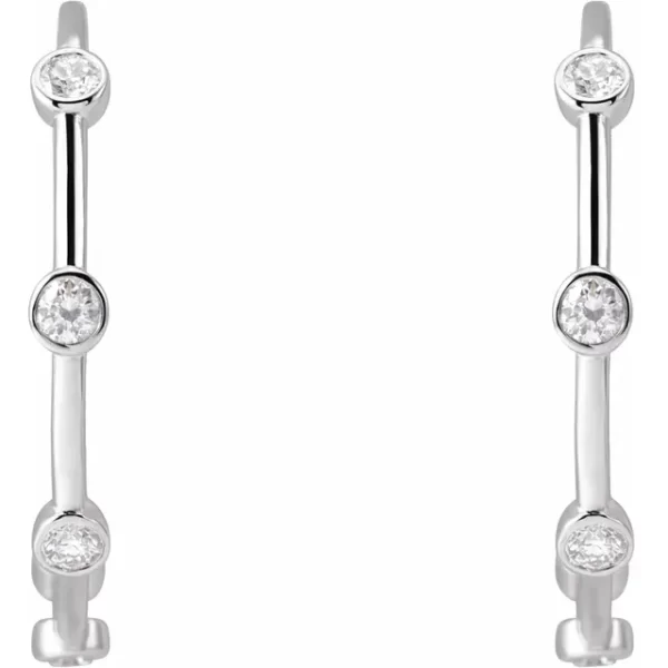 Sterling Silver Diamond Bezel-Set Hoop Earrings - Image 2