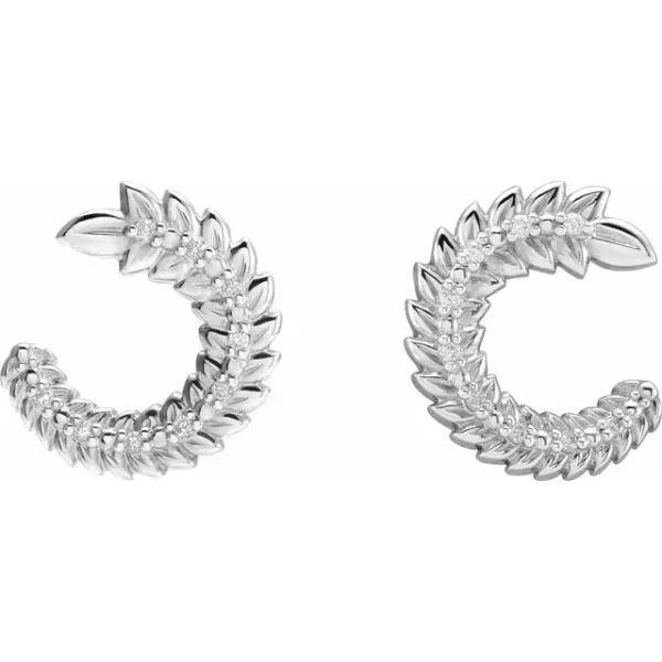 Sterling Silver Diamond Hoop Earrings - Image 2