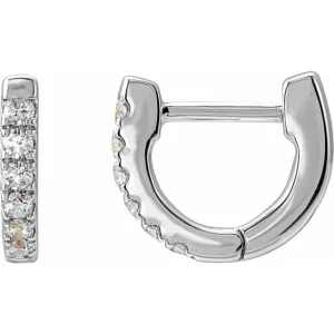 Sterling Silver Diamond Hoop Earrings