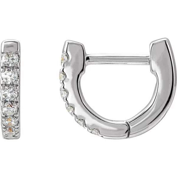 Sterling Silver Diamond Hoop Earrings