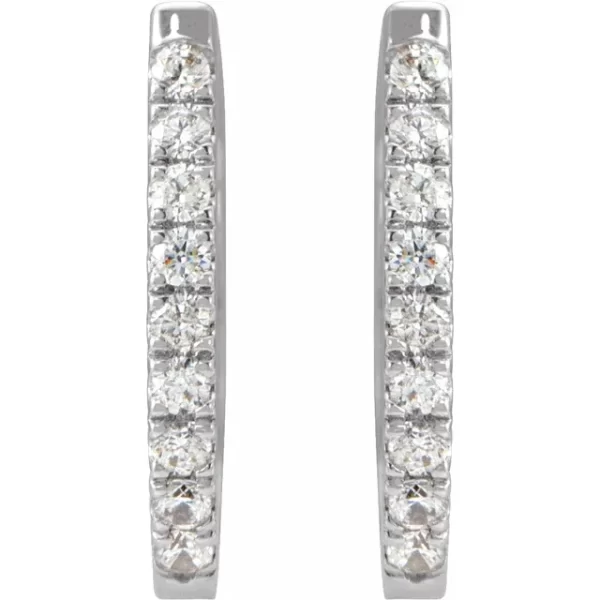 Sterling Silver Diamond Hoop Earrings - Image 2