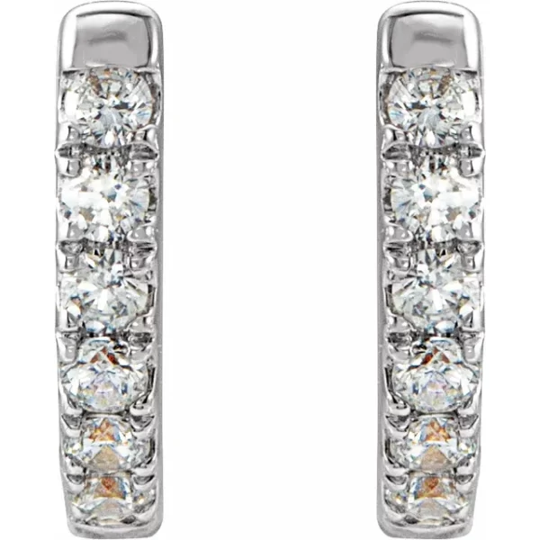 Sterling Silver Diamond Hoop Earrings - Image 2